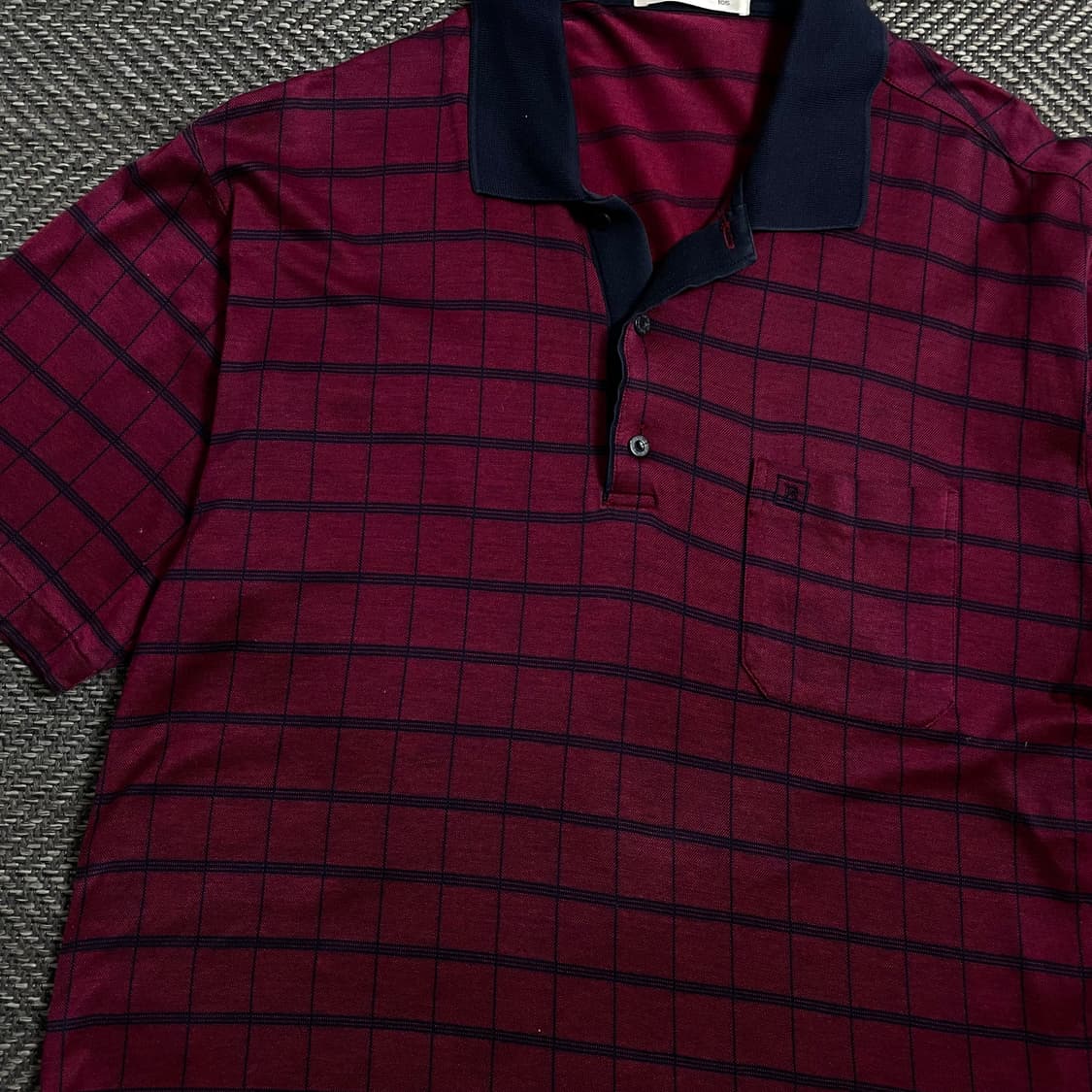 90s 발망 아카이브 체크 패턴 카라넥 반팔 티셔츠o 4304 상품이미지3