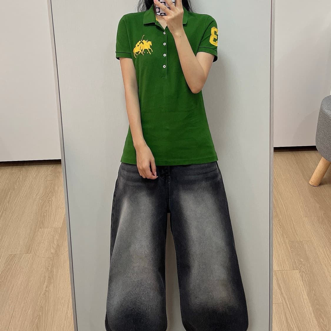 폴로 랄프로렌 트리플포니 그린 카라 반팔 티셔츠 상품이미지2