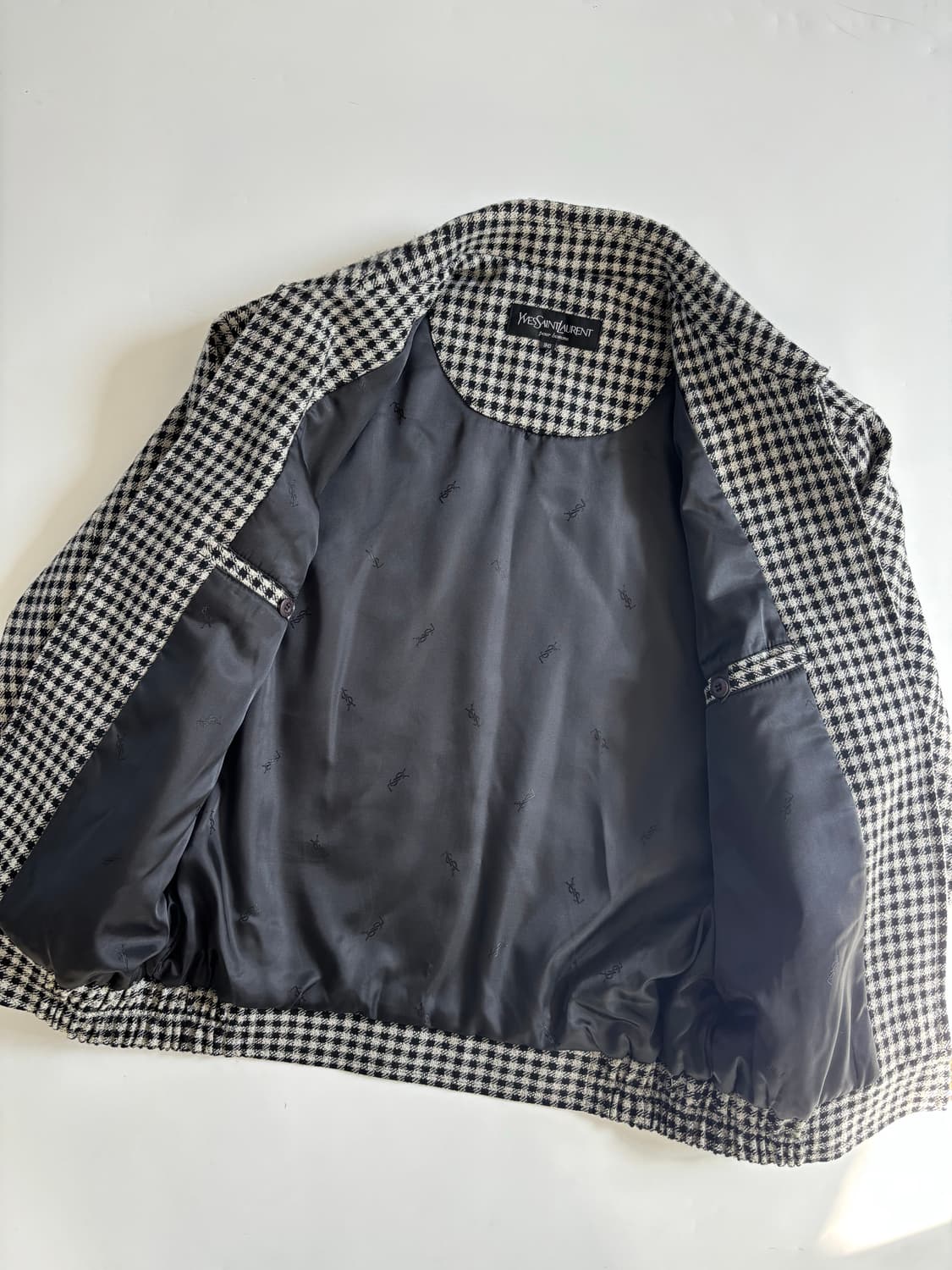 Ysl Pour Homme 입생로랑 자수 로고 체크 울 자켓 상품이미지4