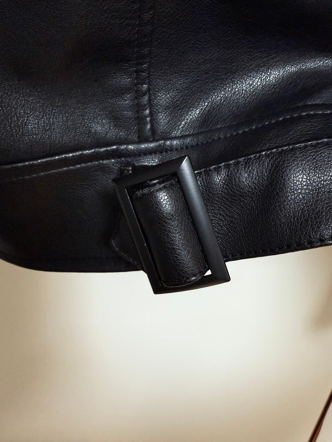 라퍼지스토어 버핑 레더 오버핏 블루종 자켓 블랙 상품이미지3