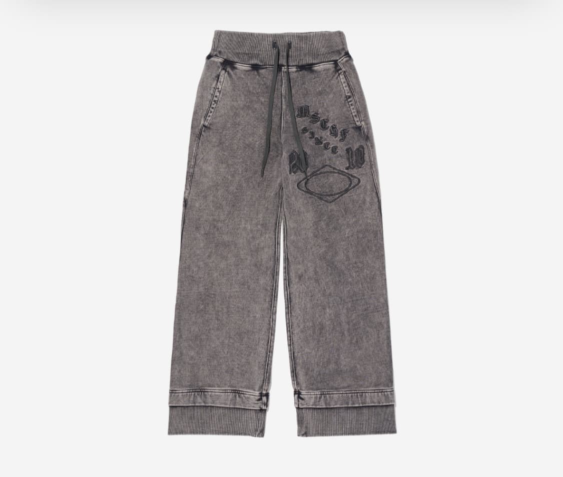 [M] 미스치프 밴딩 스웨트 팬츠 워시드 차콜 상품이미지1