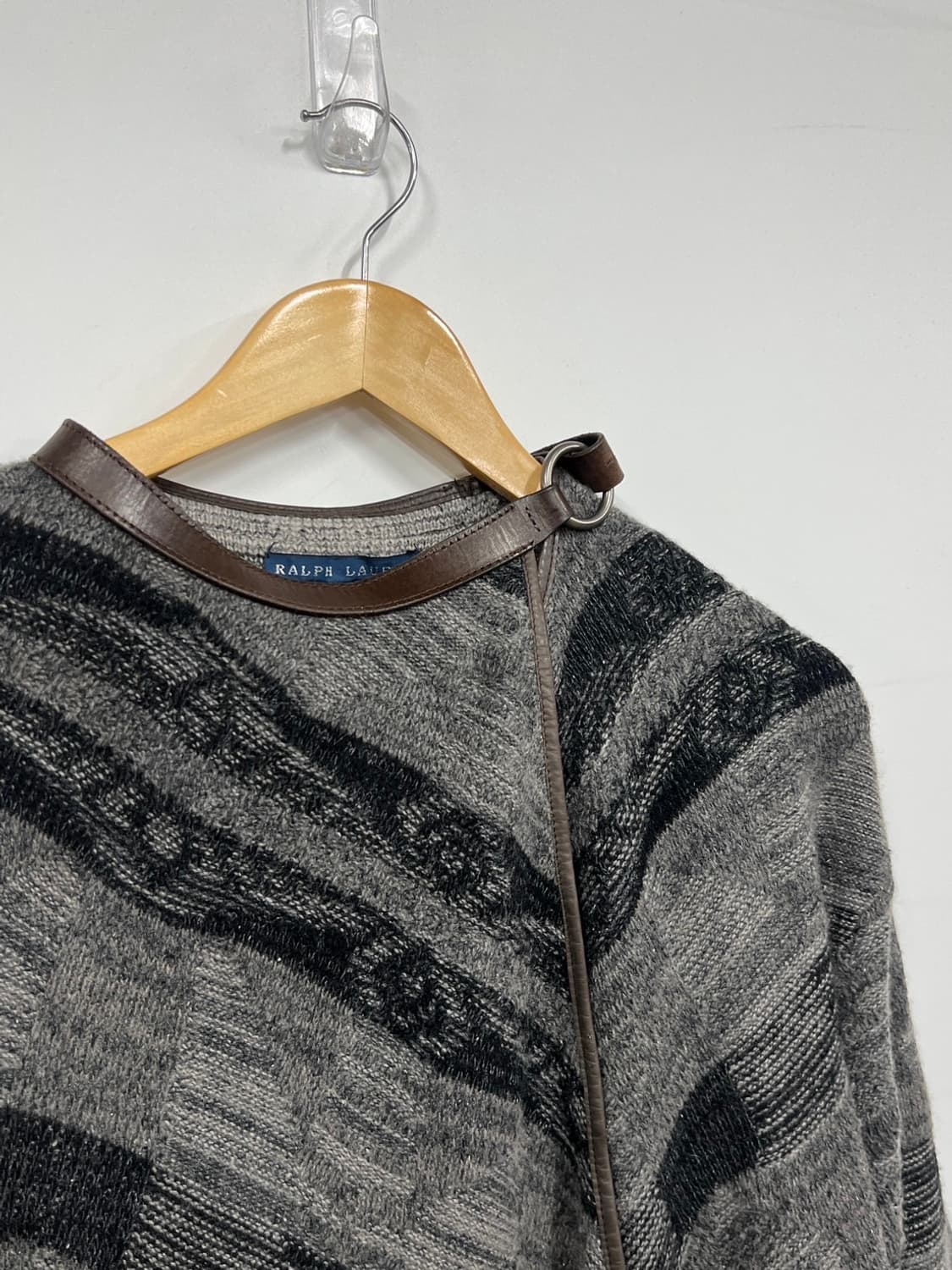 로렌 랄프로렌 패턴 울 캐시미어 랩 원피스 가디건 상품이미지2