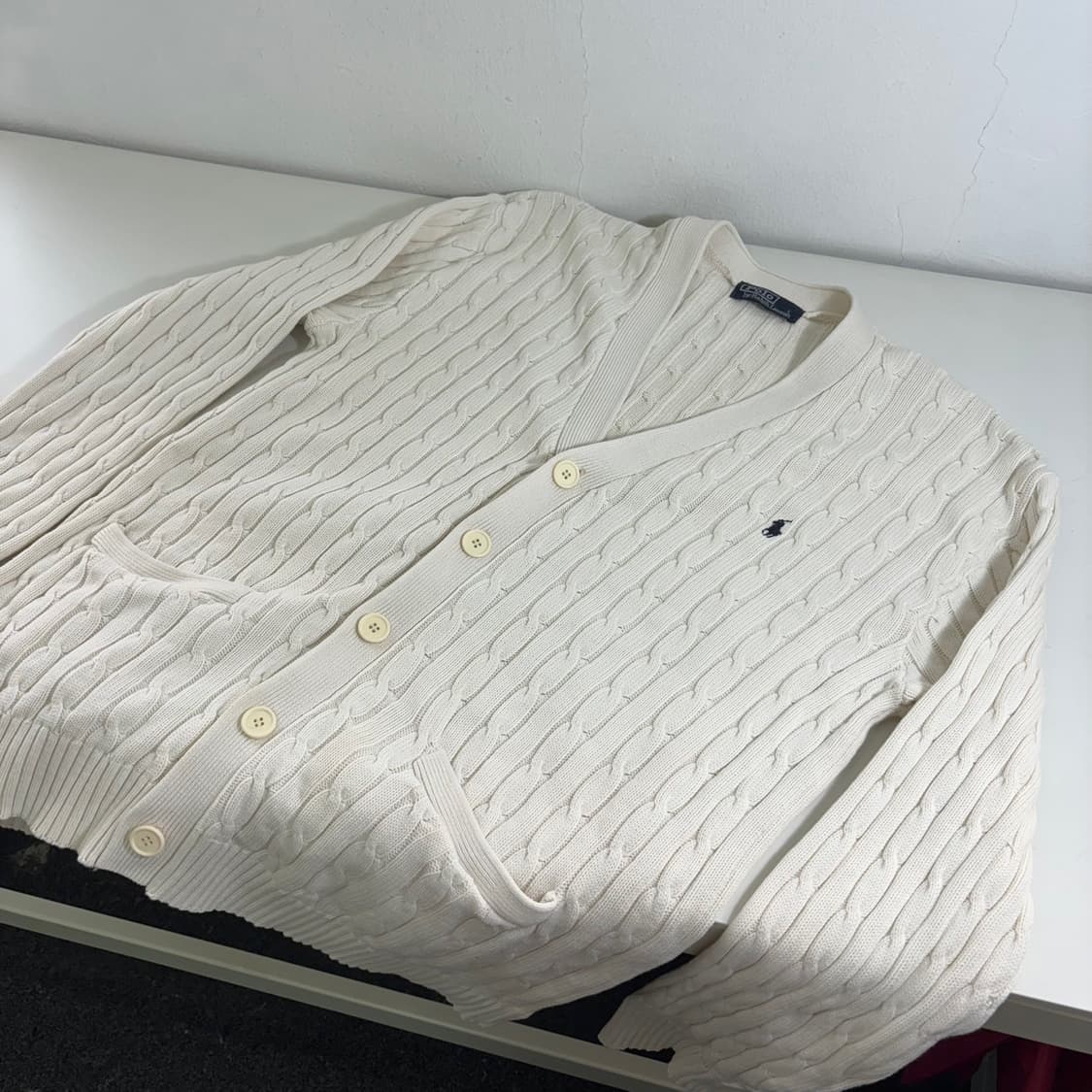 L 105 폴로랄프로렌 라이트크림 꽈베기 면니트가디건 상품이미지2