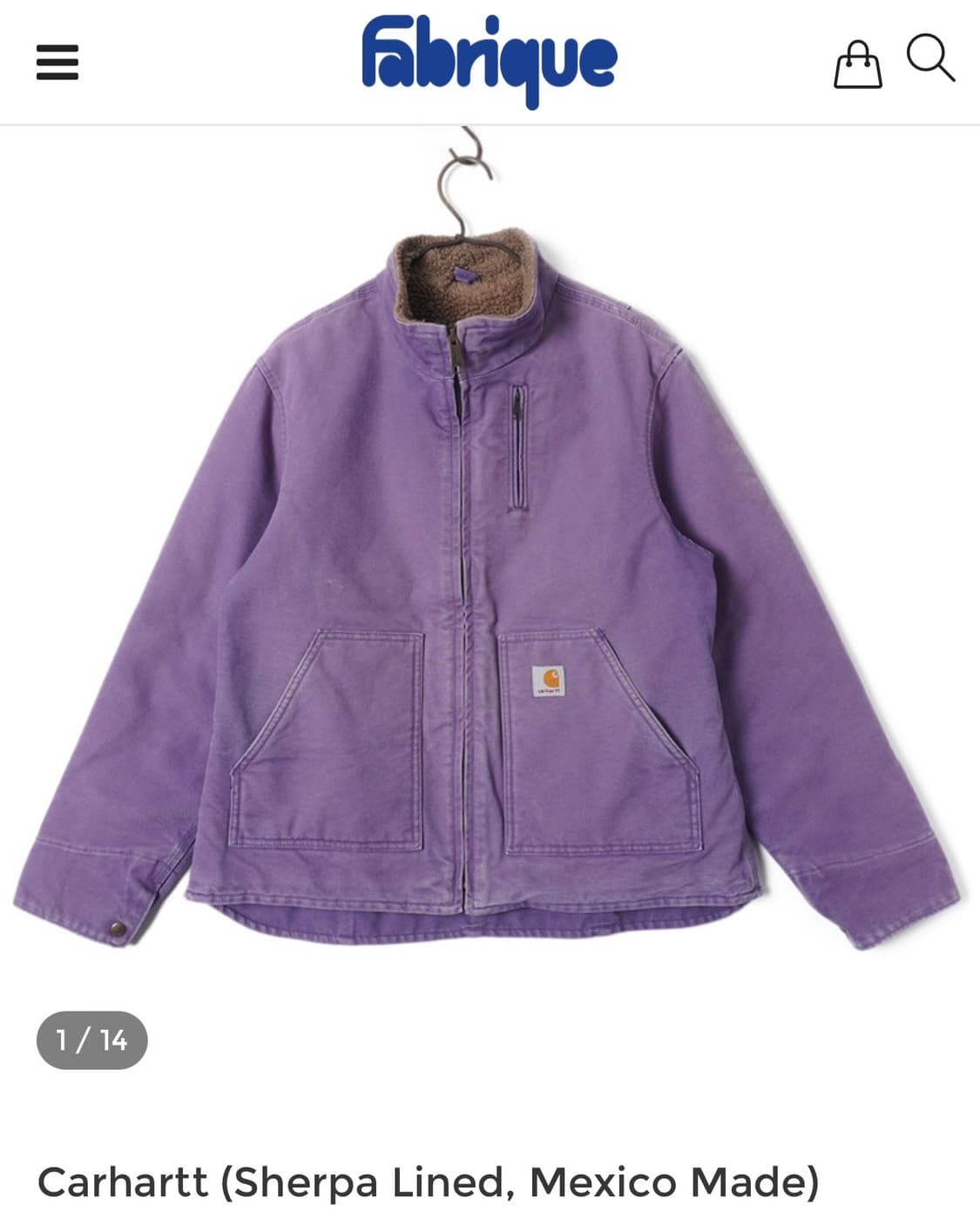 칼하트 우먼즈 덕코튼 쉐르파 라벤더 퍼플 집업 자켓 L (103) 상품이미지8