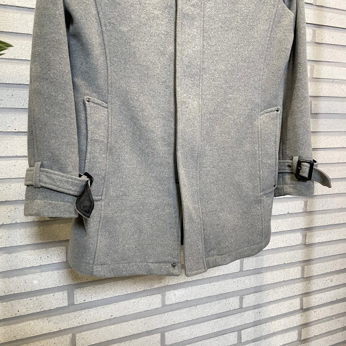 JPN VINTAGE 울 숏 코트 하이넥 소매 벨트 디테일 그레이 상품이미지5