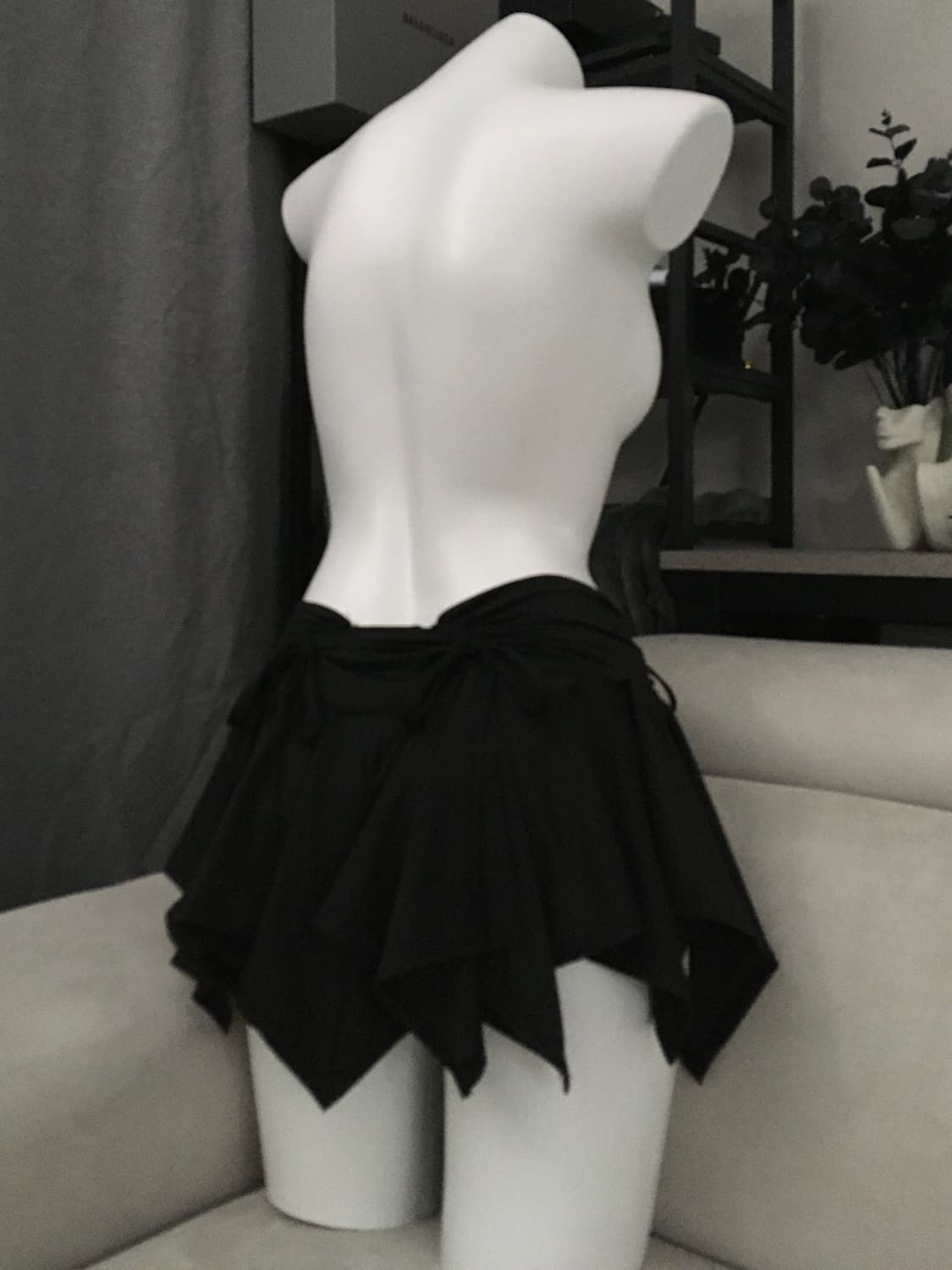 ༒ black shirring irregular skirt 상품이미지3