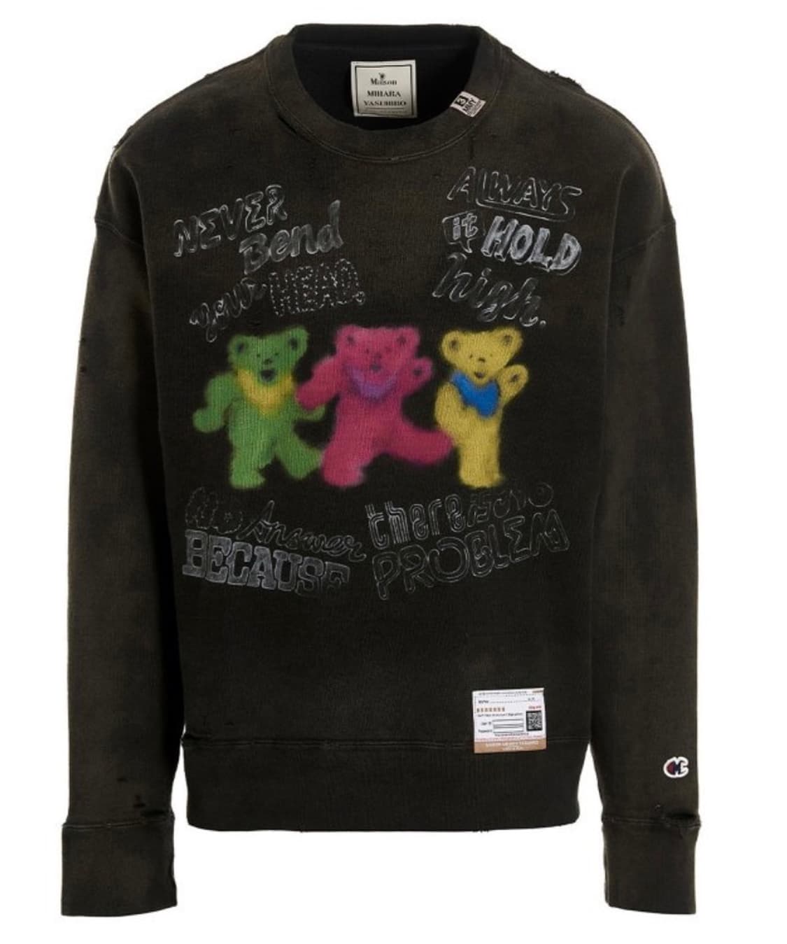 [50]미하라야스히로 그레이트풀 데드베어 프린트 디스트레스드 스웨트셔츠 상품이미지1