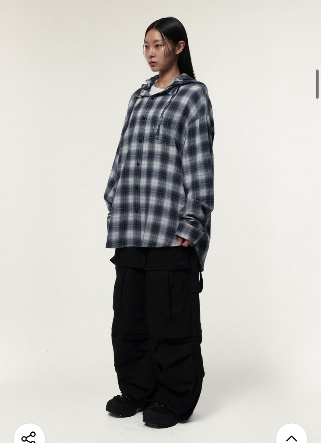 아이돈워너셀 Hooded Checkered Shirt Blue 상품이미지2