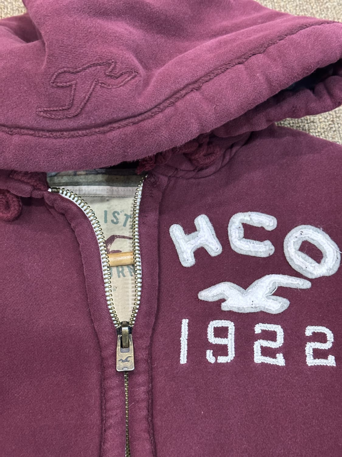 홀리스터 헤비웨이트 누빔안감 후드집업 xs 상품이미지3