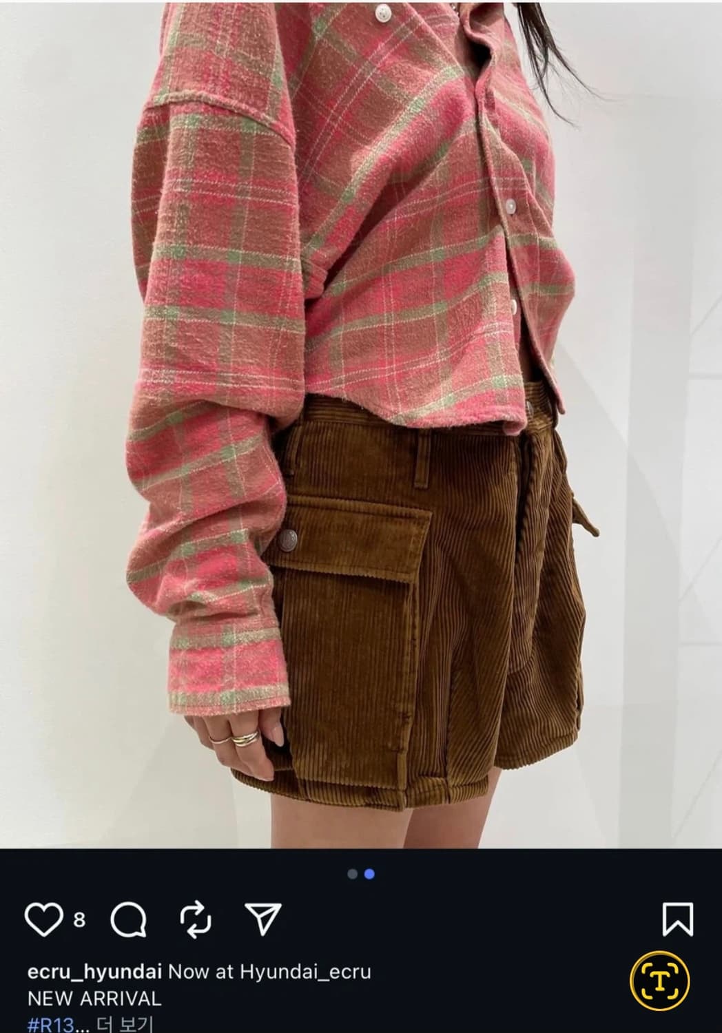 r13 코듀로이 버블쇼츠 브라운 24싸이즈 새상품 상품이미지3