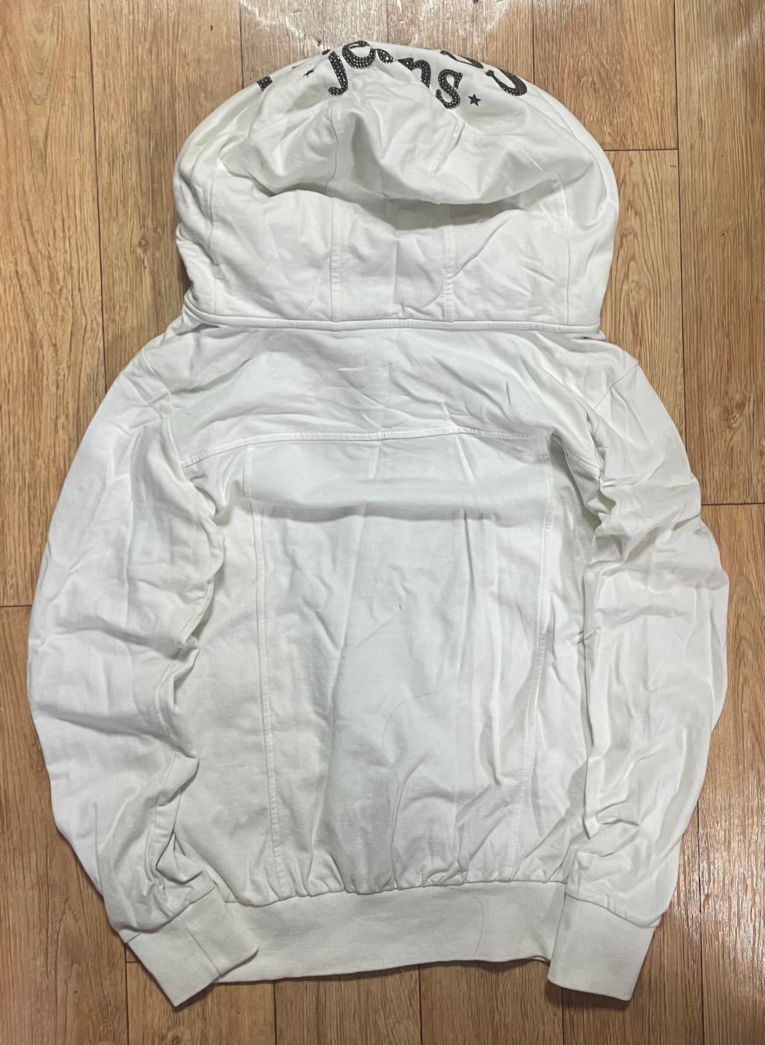 GUESS 게스 화이트 큐빅 비즈 후드집업 대장 y2k 올드스쿨 져지 상품이미지6