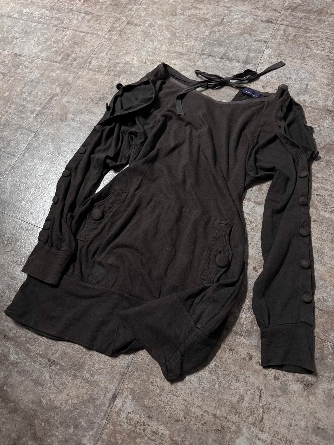 멀티 웨이 버튼 슬리브 사이드 셔링 탑(이너 세트 구매 가능) 상품이미지6