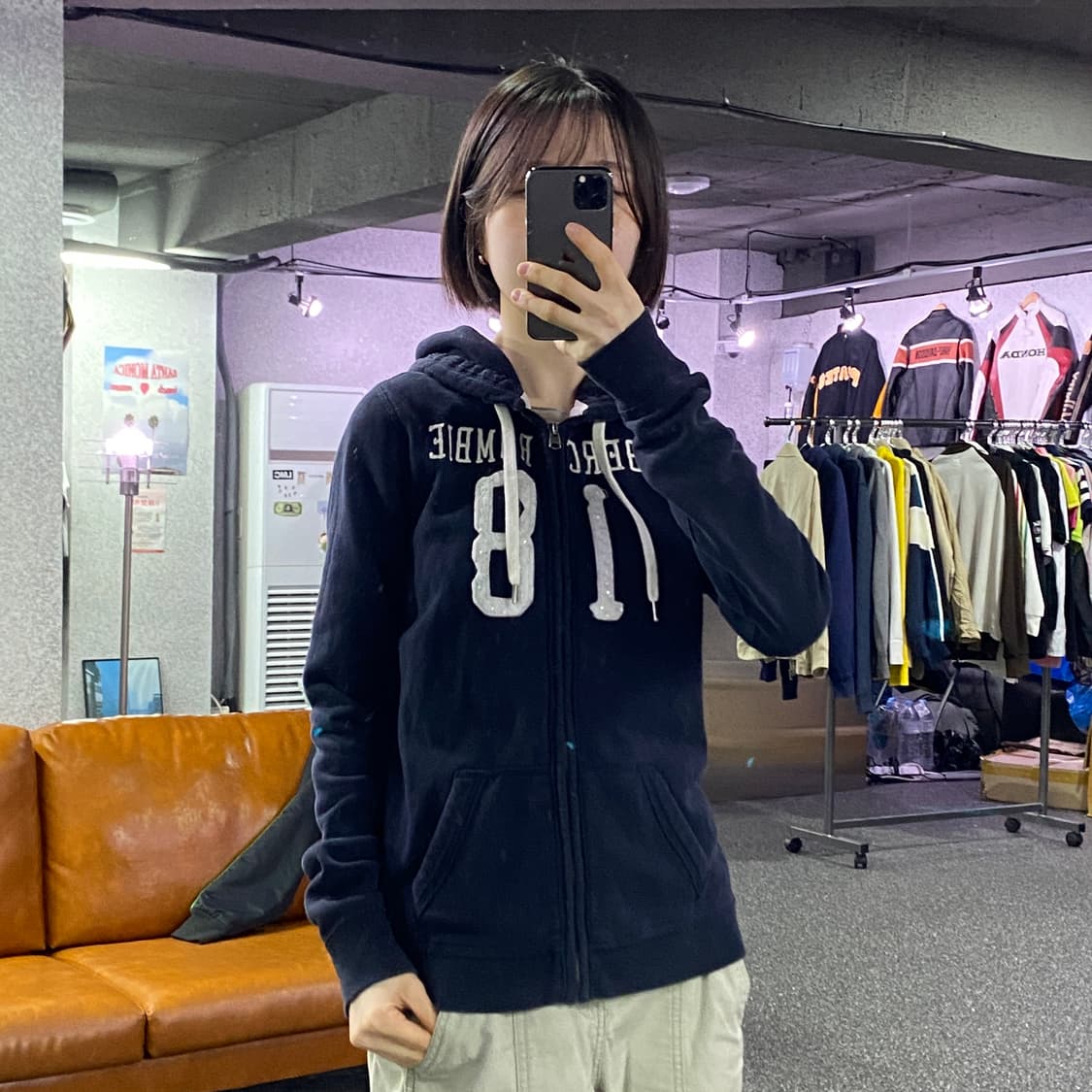 아베크롬비 아치로고 트윙클 네이비 후드집업 B4650 상품이미지1