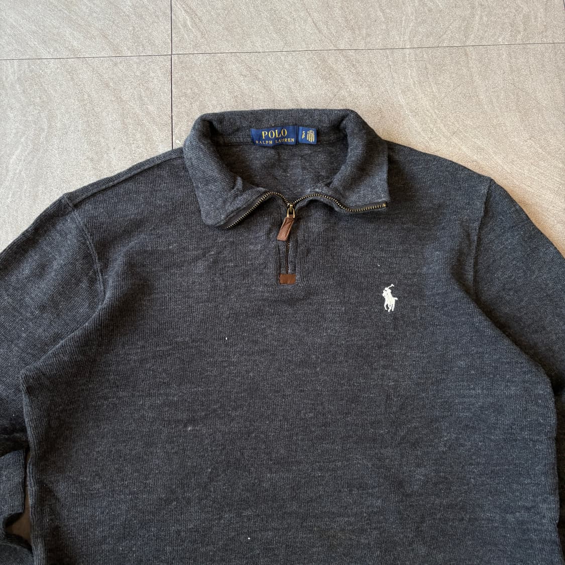 폴로 정품 그레이 반집업 니트 상품이미지3