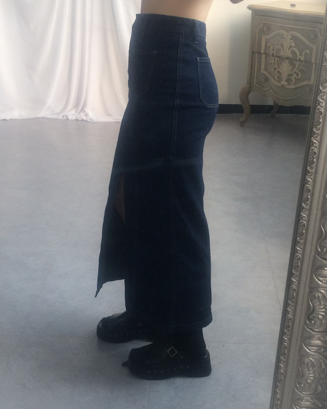 Glitter point denim long skirt 상품이미지9