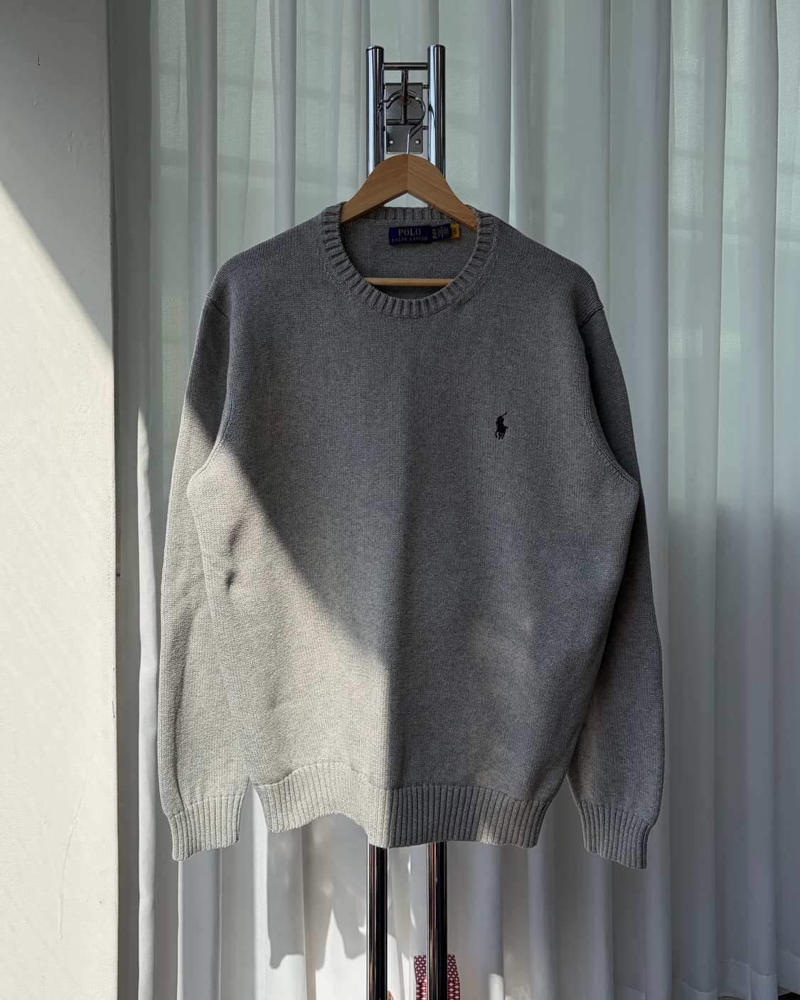 [XL]폴로 랄프로렌 그레이 크루넥 코튼 니트 상품이미지5