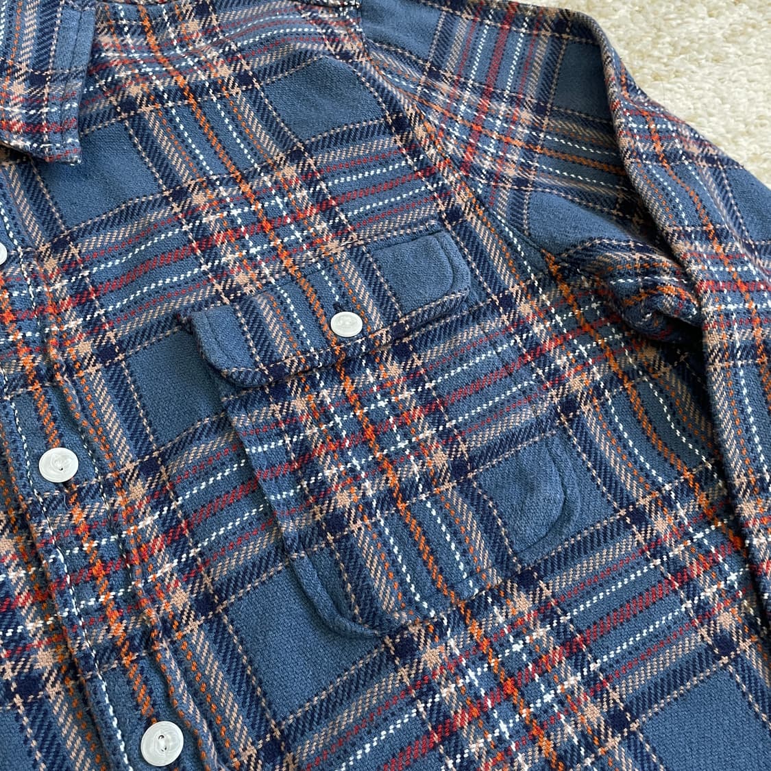 [L] 00s 갭 GAP 플란넬 블루 패턴 셔츠 상품이미지3