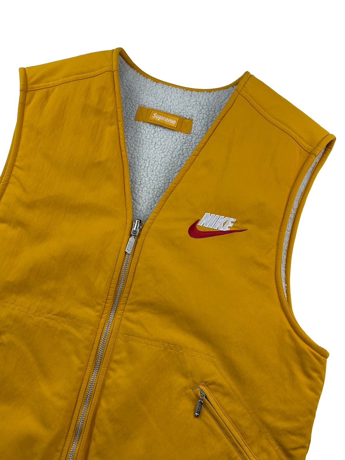 슈프림 x 나이키 리버시블 나이론 쉐르파 베스트 머스타드 상품이미지3