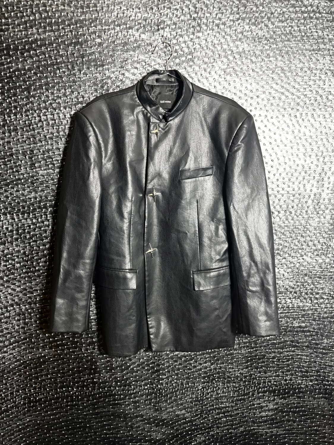 Still water 차이나카라 오버핏 레더자켓 상품이미지1