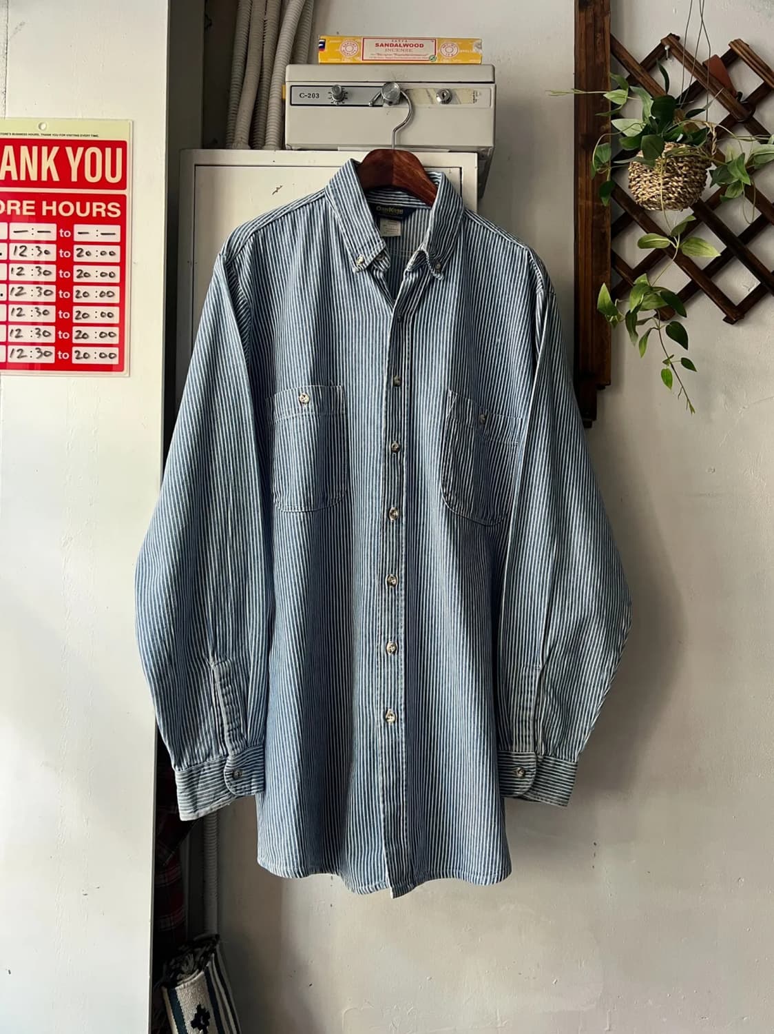 [L]90's OSH KOSH 오시코시 USA 히코리 워크 데님 셔츠 상품이미지1