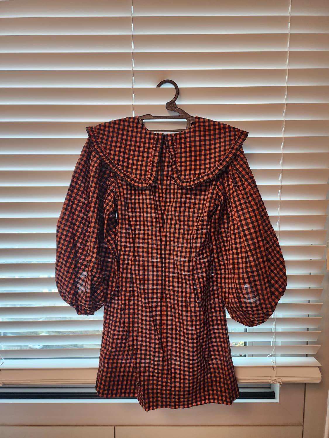 Ganni 깅엄 체크 시어서커 원피스 상품이미지5