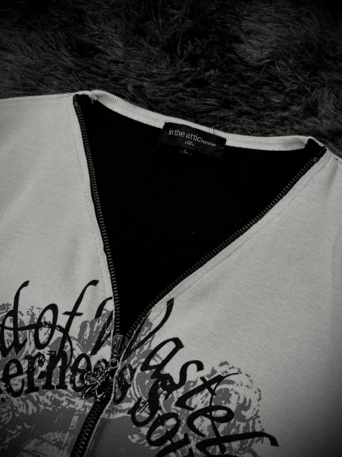 블랙&화이트 레이어링 펑크 해골 레터링 반팔 상품이미지6