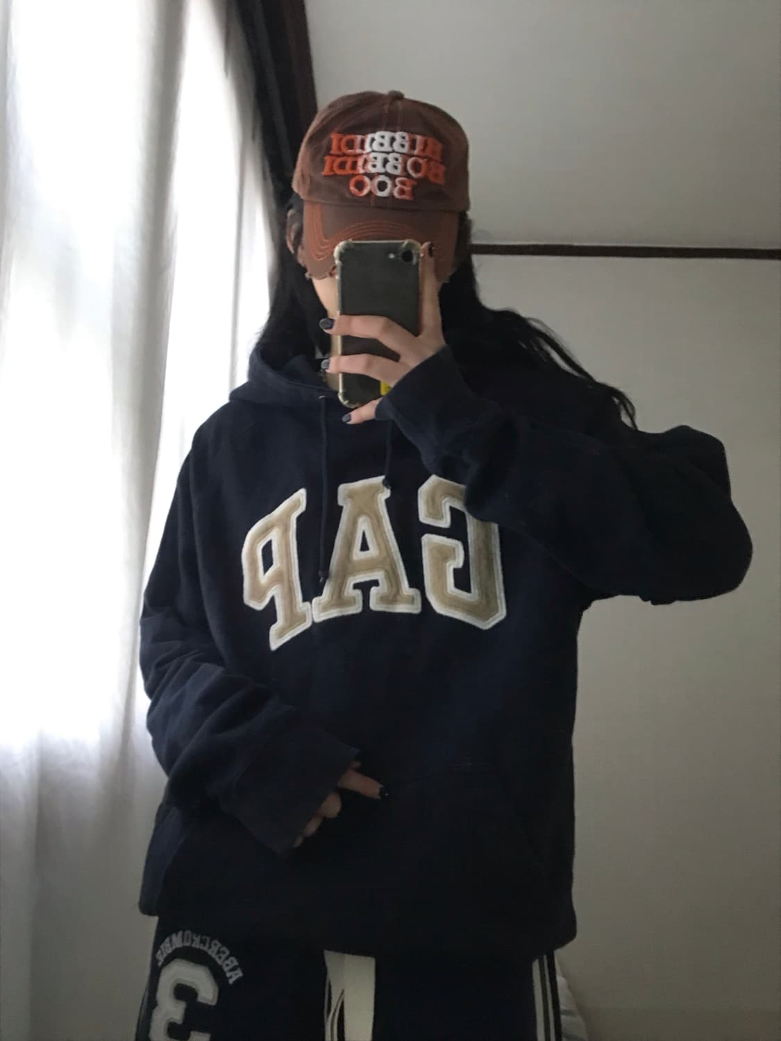 갭 네이비 오버핏 후드티 상품이미지4