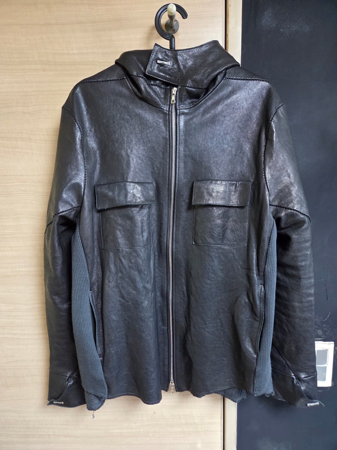 50) san263-1 레더 후드 자켓 상품이미지1