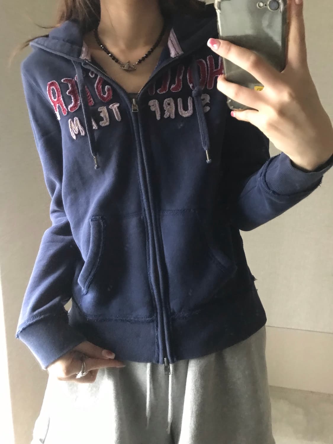 홀리스터 네이비 투웨이 후드집업 상품이미지3