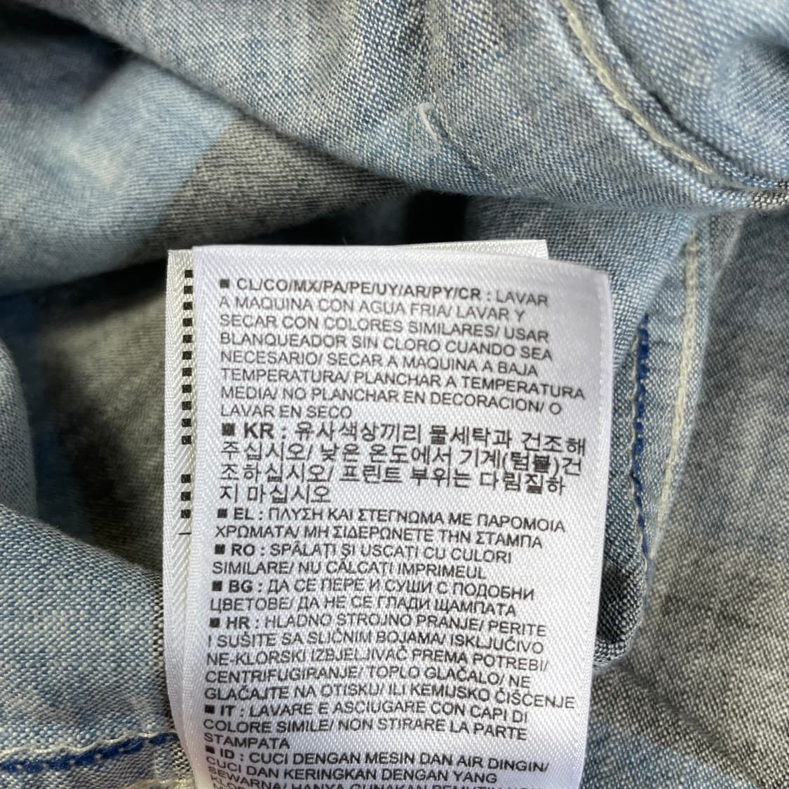 GAP 블루 블랙 단가라 원포켓 반팔 셔츠 L 상품이미지7