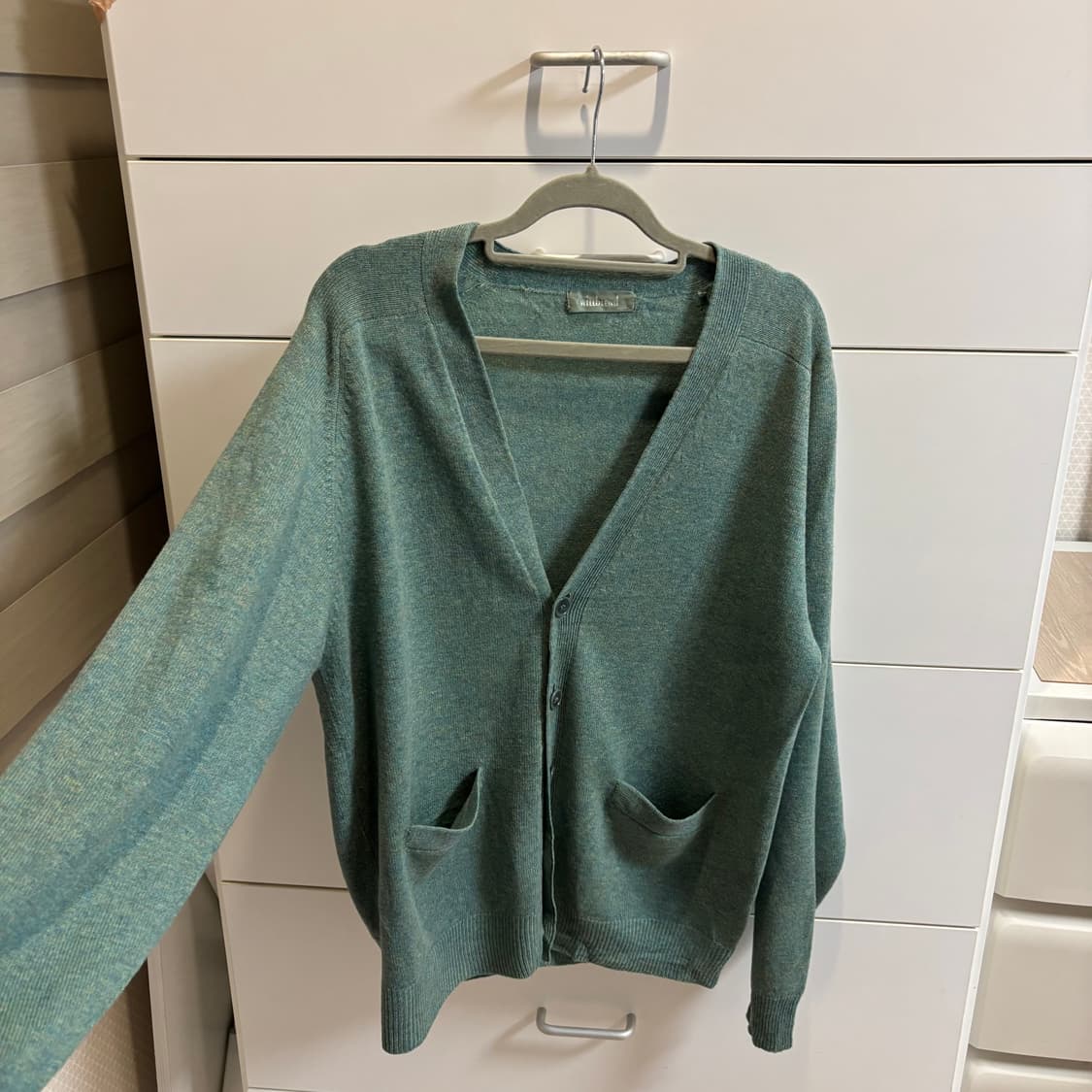 뉴 울 100% 오묘한 그린 니트 가디건 M 상품이미지2