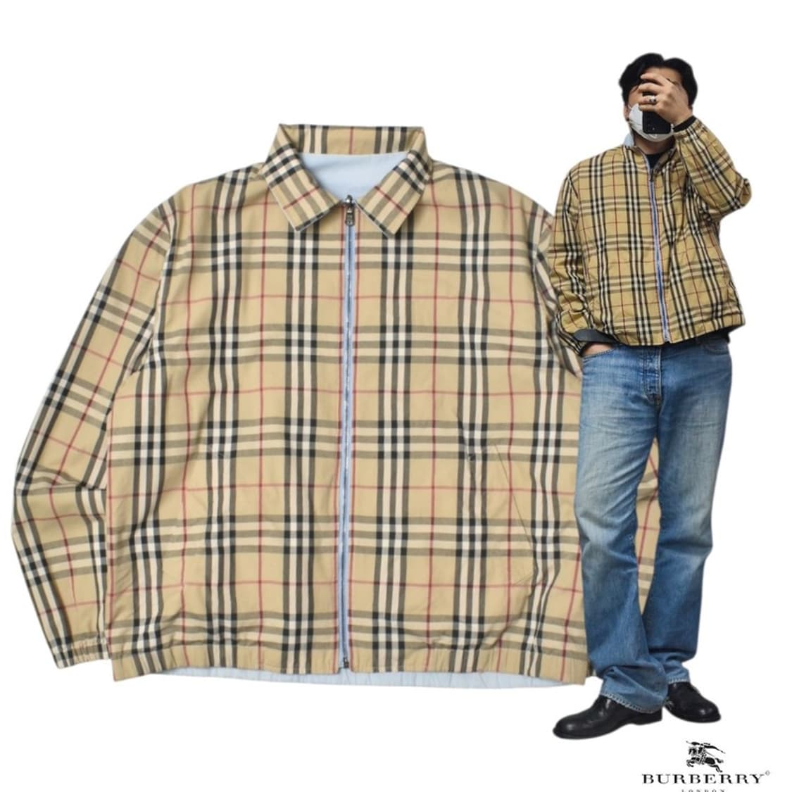 버버리 양면 노바체크 블루종 자켓 50 N1180 상품이미지1