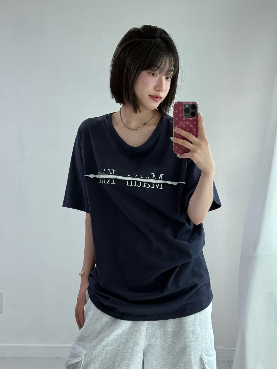 마뗑킴 네이비 커디트 반팔티 상품이미지3