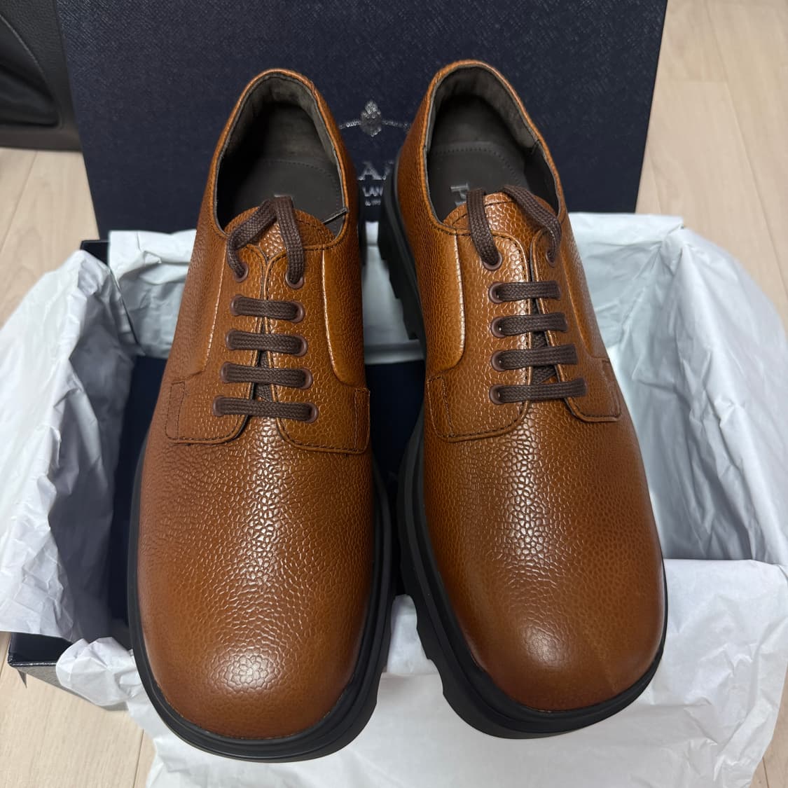 PRADA 프라다 더비 슈즈 구두 브라운 UK 9 상품이미지1