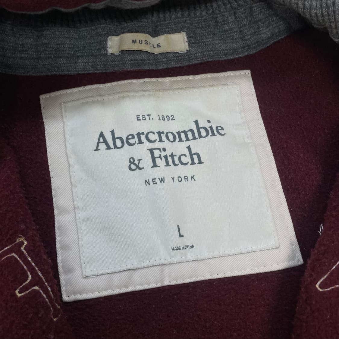 아베크롬비 AF 로고 후드집업 버건디 상품이미지4