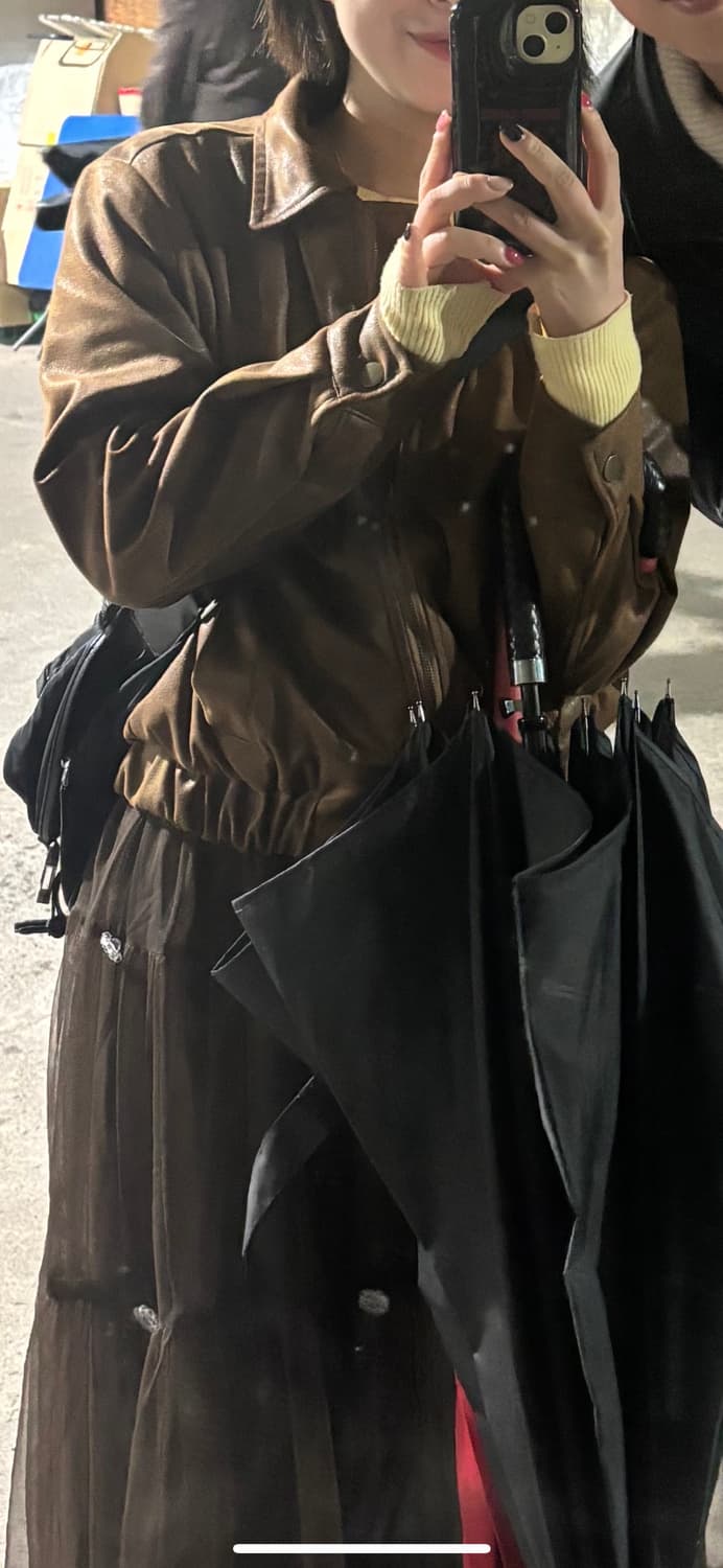 브라운 가죽 블루종 자켓 상품이미지1