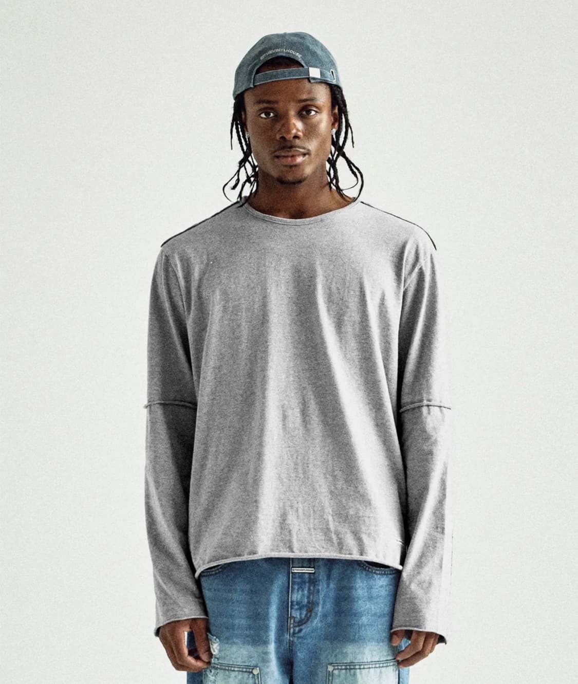 더바이닐하우스 CUT-OFF LAYERED LS TEE GREY (S) 상품이미지1