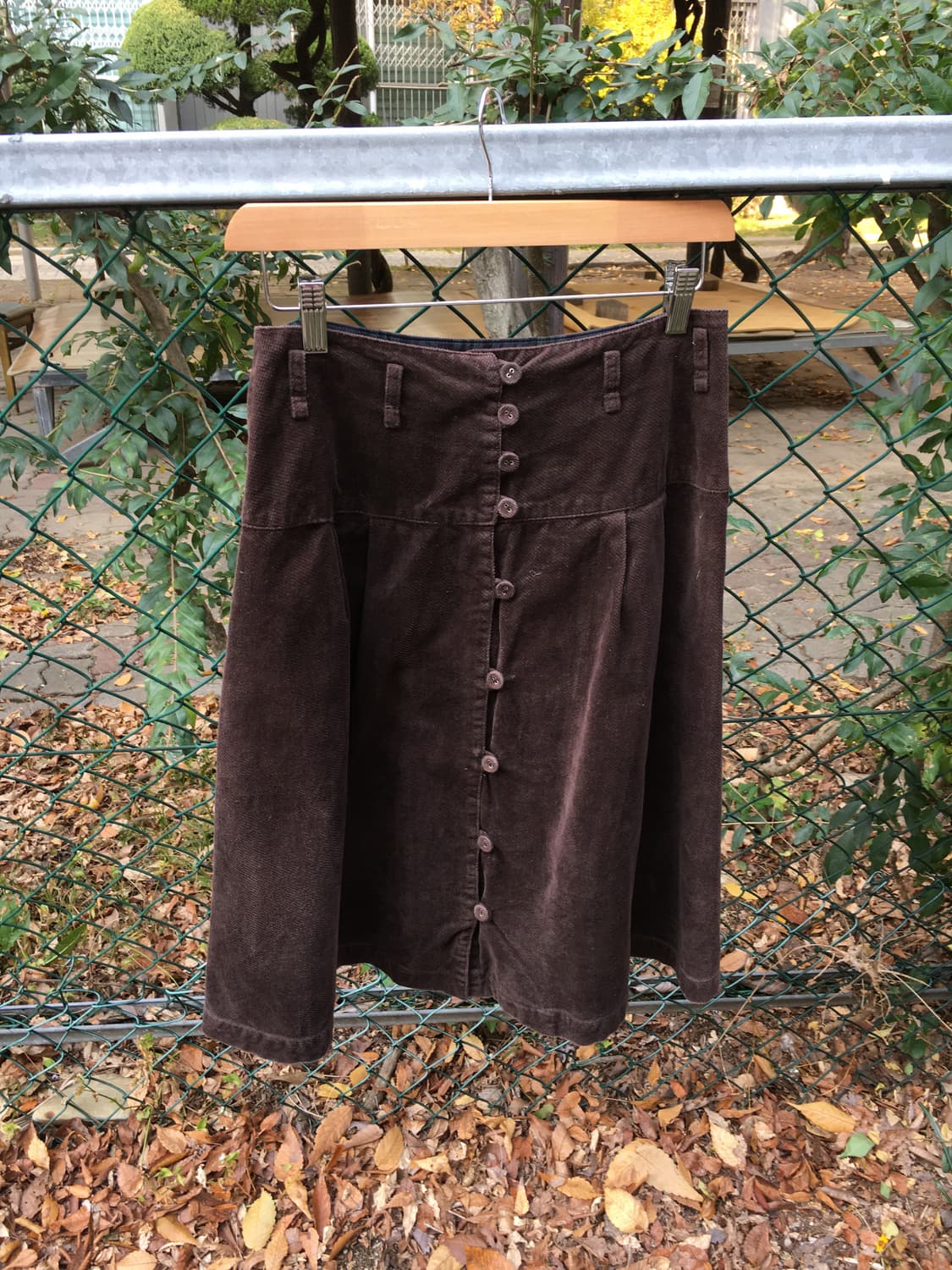 브라운 코듀로이 스커트 상품이미지1