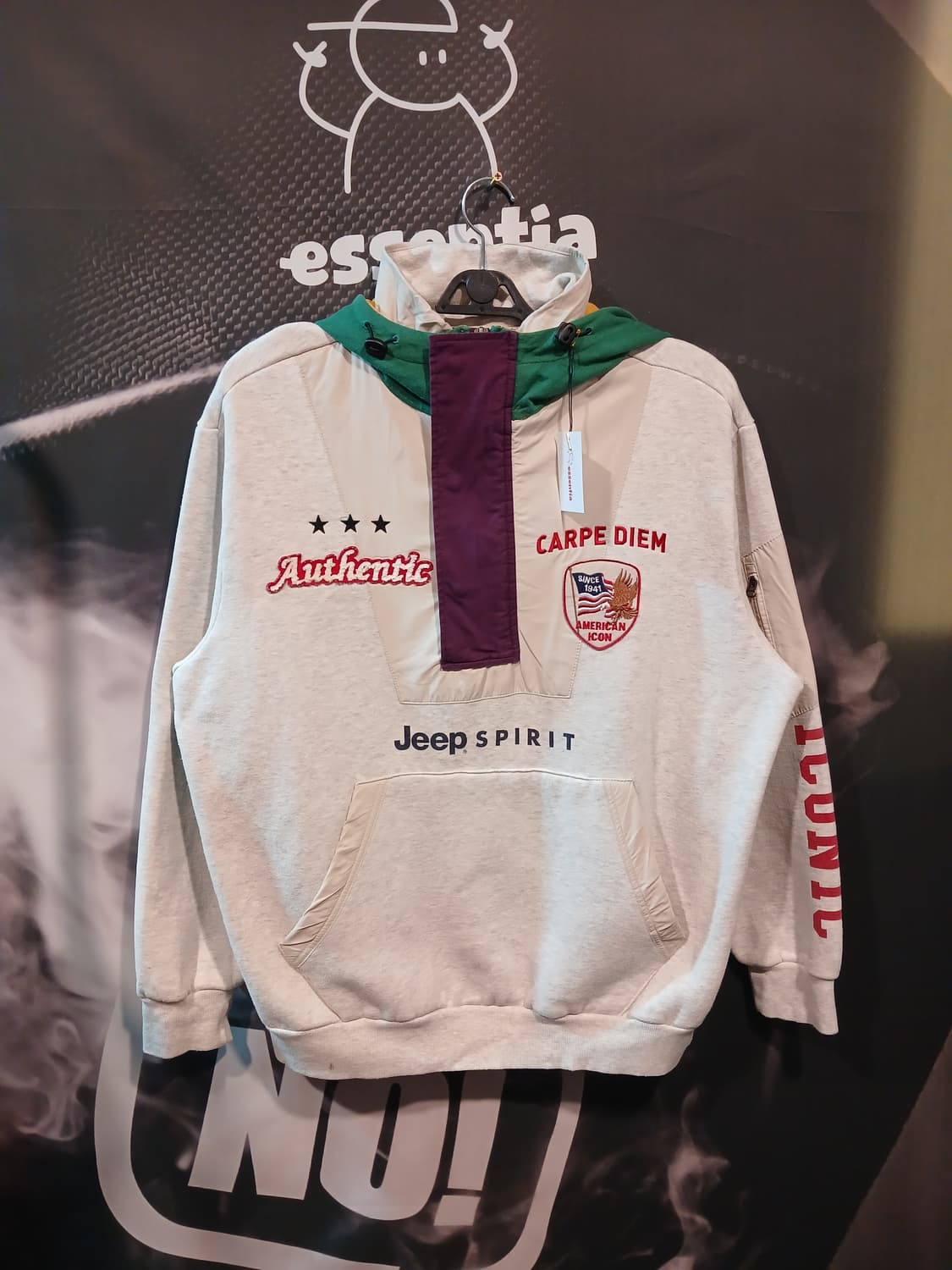 지프 우븐 컬러 배색 기모 후드 아노락 상품이미지1