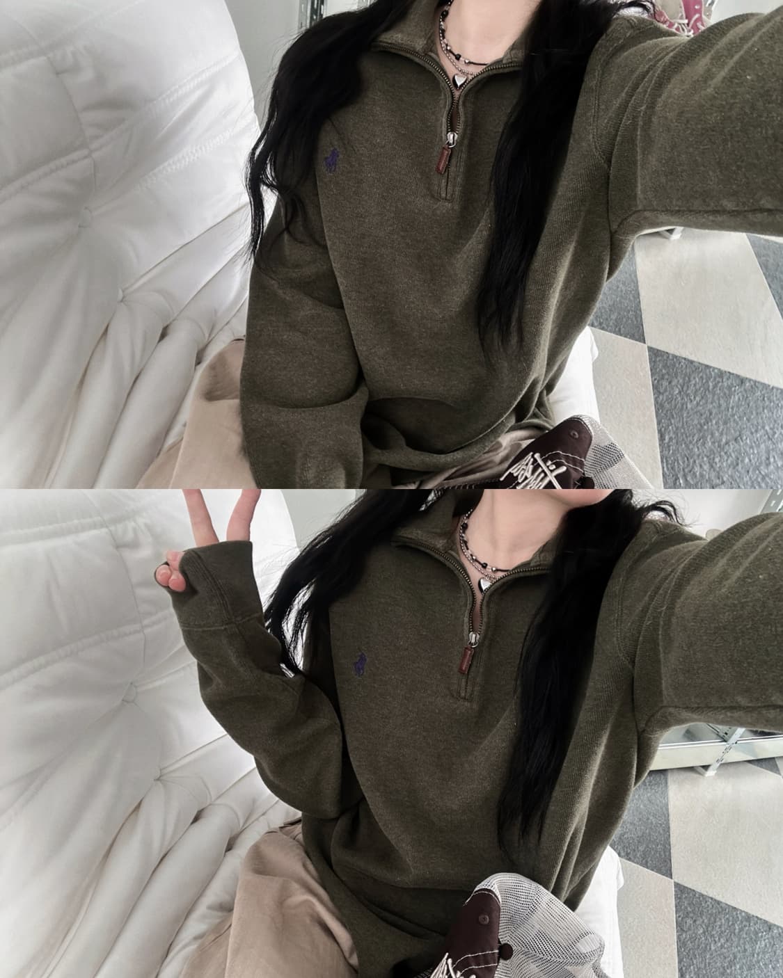 폴로 랄프로렌 카키 코튼 하프집업  상품이미지1