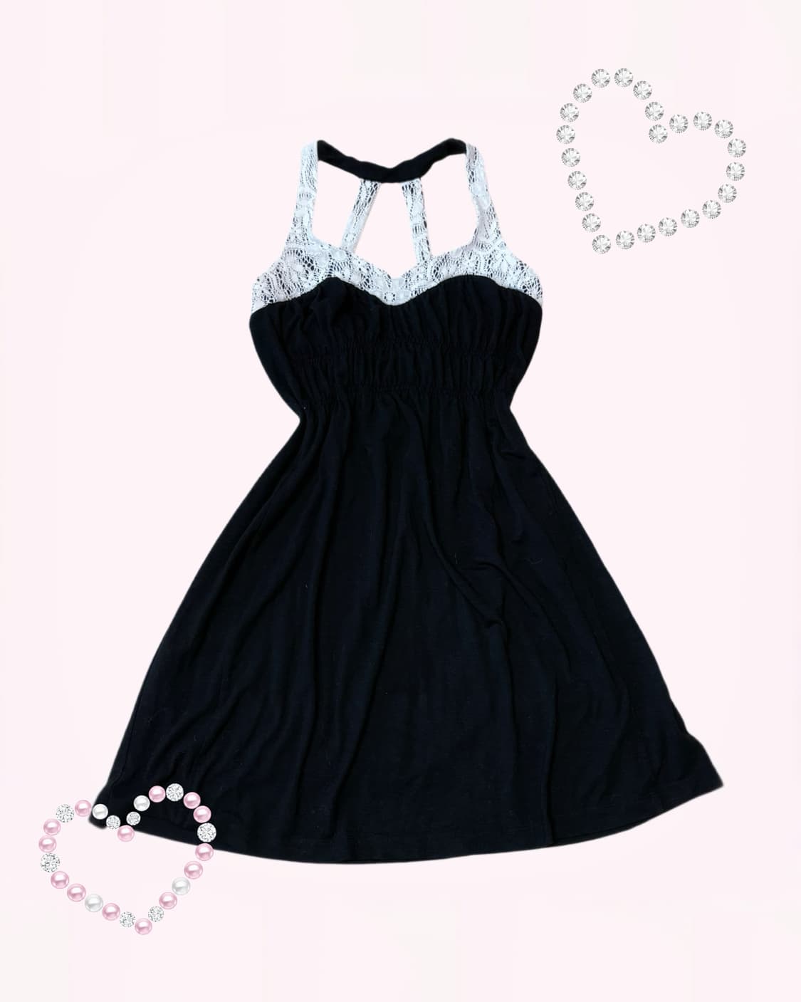 오네갸루 공주님무드 블랙 앤 화이트 레이스 포인트 튤립 원피스  상품이미지1