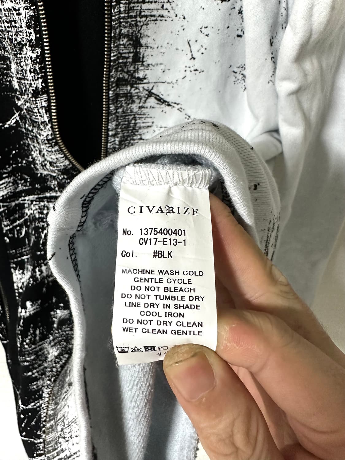 CIVARIZE 컨트래스트 디스트로이드 아트 롱 후드집업 상품이미지6