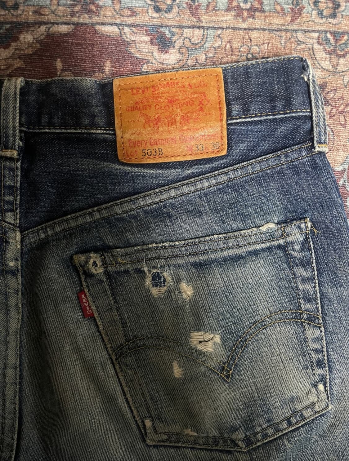 90s 리바이스 503 셀비지 사시코 커스텀 상품이미지5
