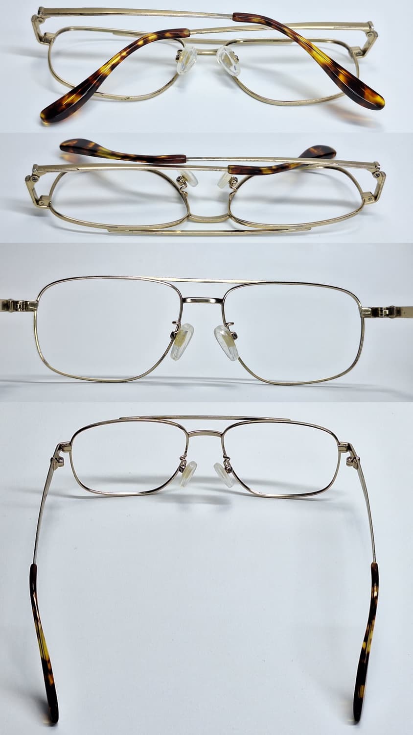 90s 일본 빈티지/DUNO J-3132 골드 투브릿지 에비에이터 안경테 상품이미지5