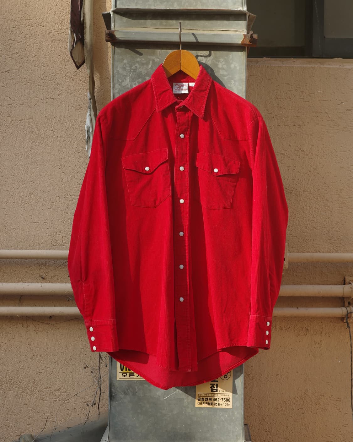 80‘s Prentiss 레드 코듀로이 웨스턴 셔츠 상품이미지1