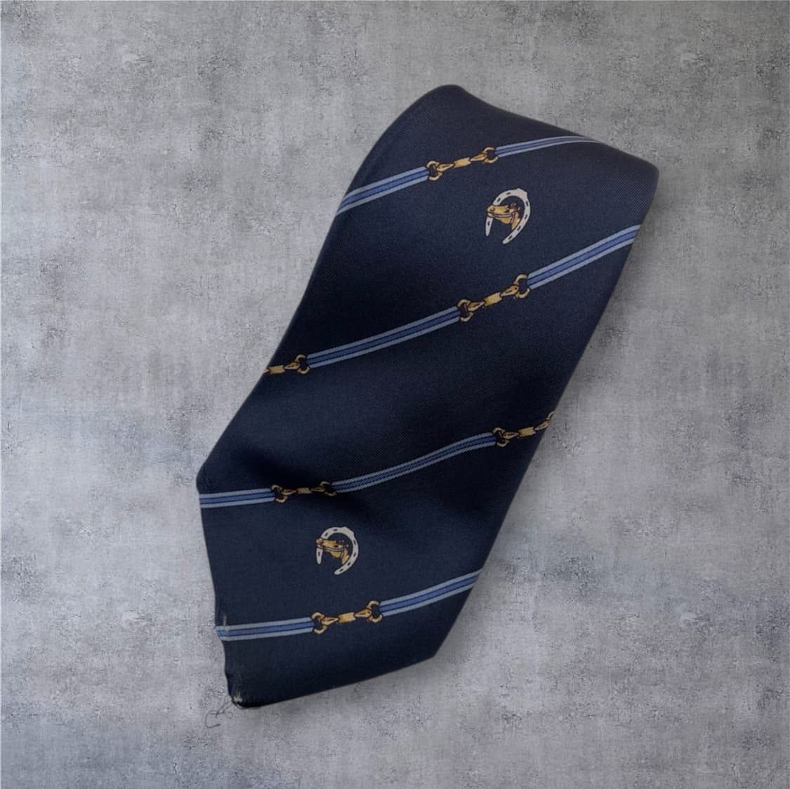 구찌 Gucci 네이비 홀스빗 스트라이프 실크 넥타이 상품이미지6