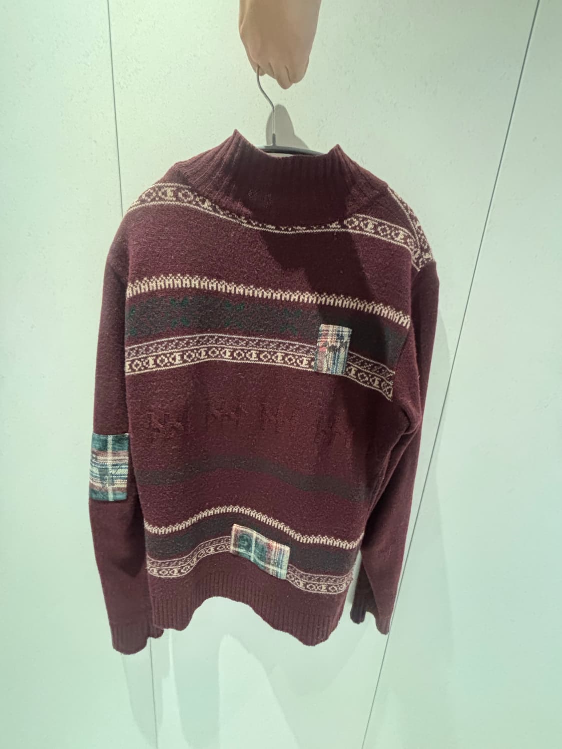 라프시몬스 05aw 목폴라 패치 니트 상품이미지2