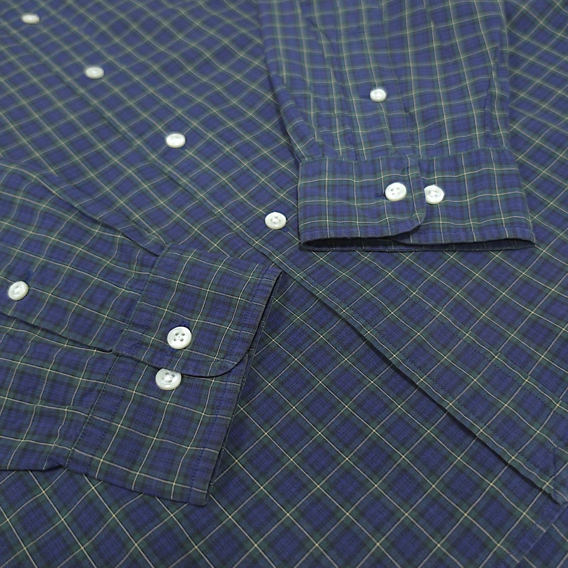 [XL] 폴로 네이비&그린 라인체크 커스텀 핏 긴팔셔츠 상품이미지6