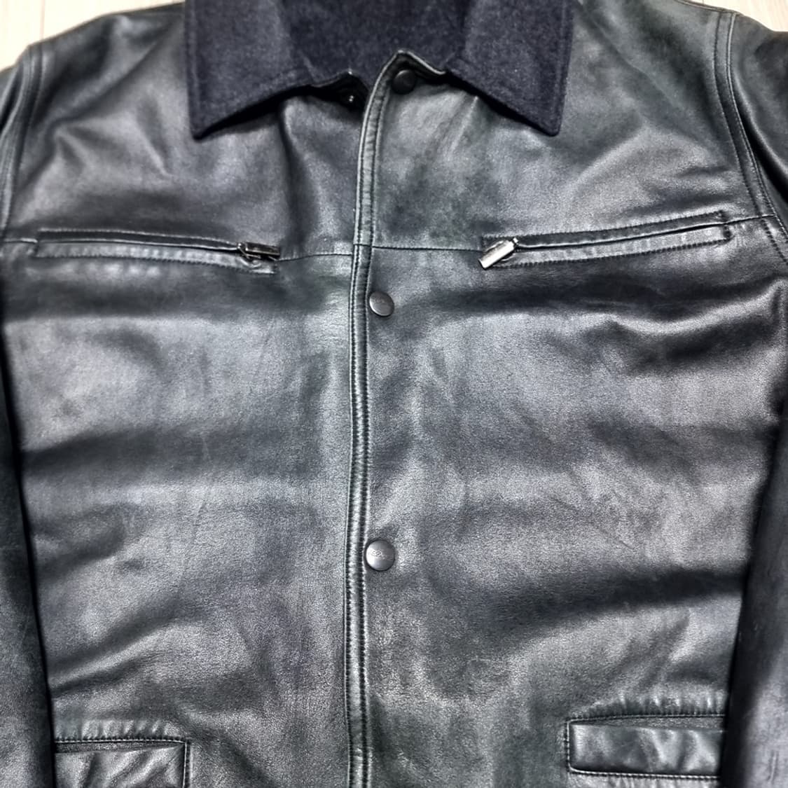 이태리제 듀퐁 블랙 양가죽 자켓 카코트(100-105) 상품이미지2