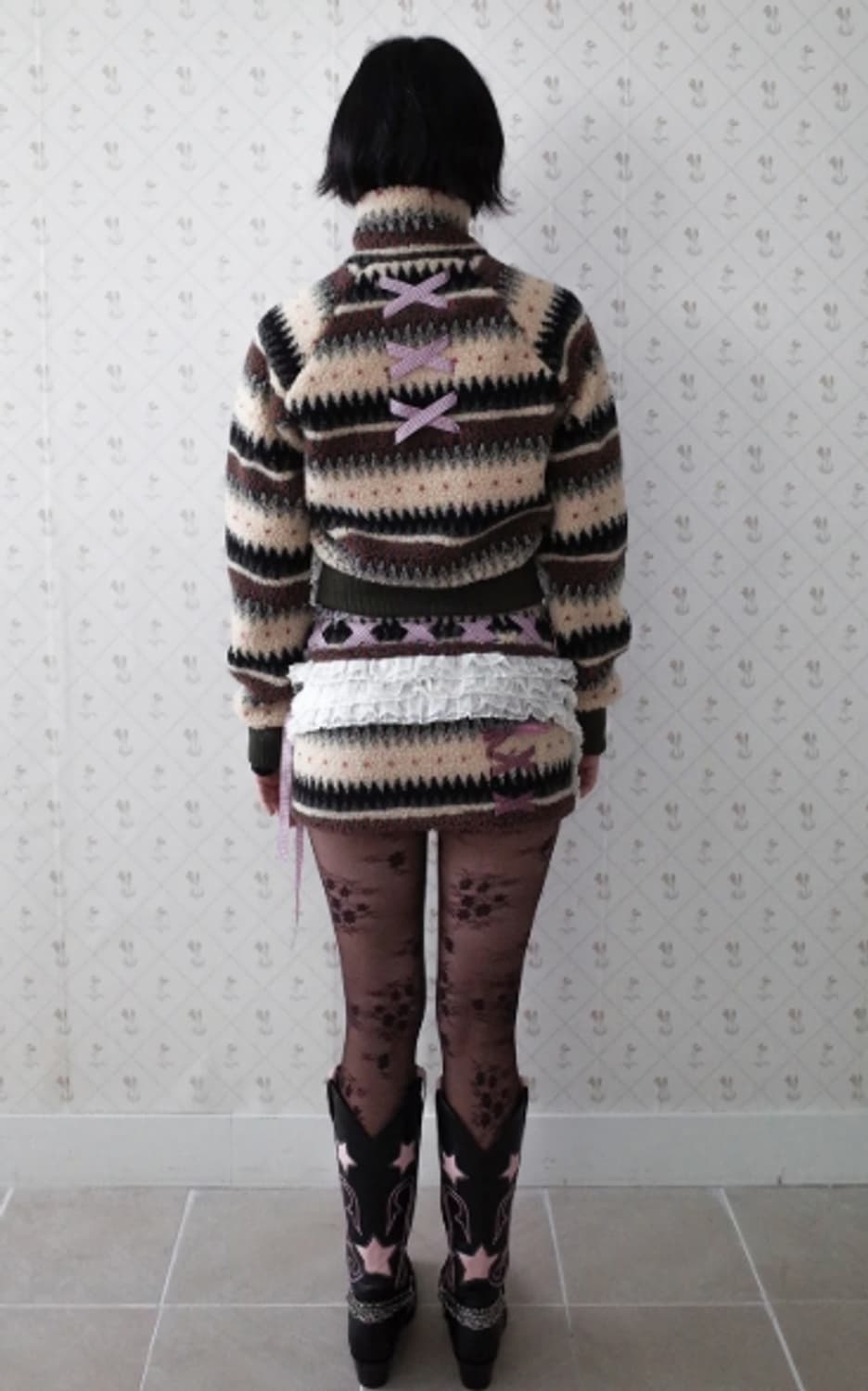 Ribbon & Lace Teddy Skort (Beige) 상품이미지4